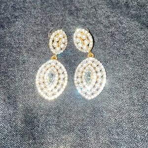 Crystal and pearl drop earrings